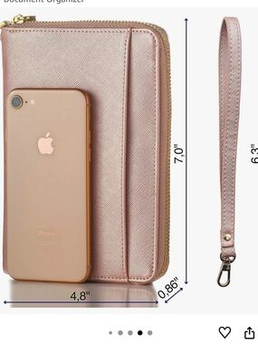 Apadi RFID Travel Wallet Passport Holder Family Travel Document Organizer Pink